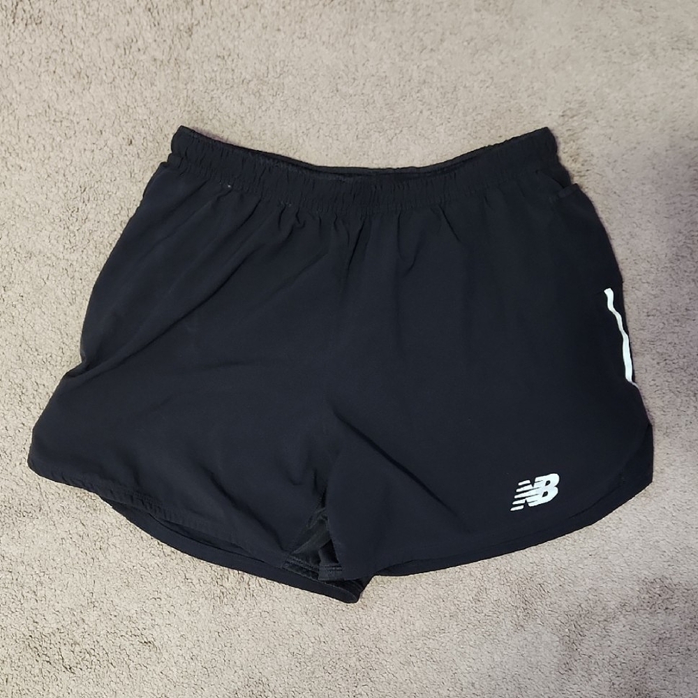 Mens Black New Balance Impact Lined Running Shorts 5" Inseam Sz Medium